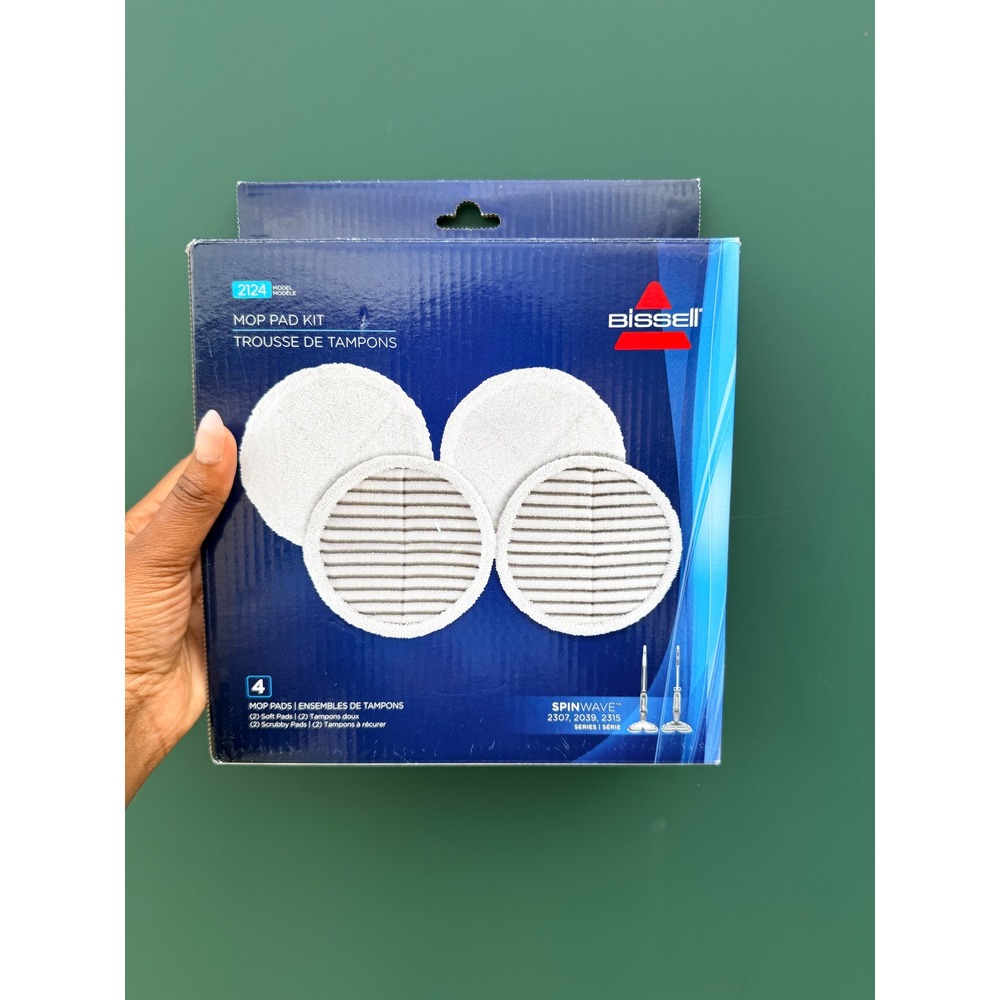 Bissell 2124 SpinWave Mop Pad Kit 4 Pack for 2307 2039 2315 Series White Gray